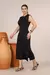 Vestido Midi Moletinho Premium com Botões Laterais com Pressão - Preto - comprar online