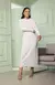 Vestido Midi Malha Diagonal Austrália | Manga Longa com Fenda nas Costas | Listra Cinza - loja online