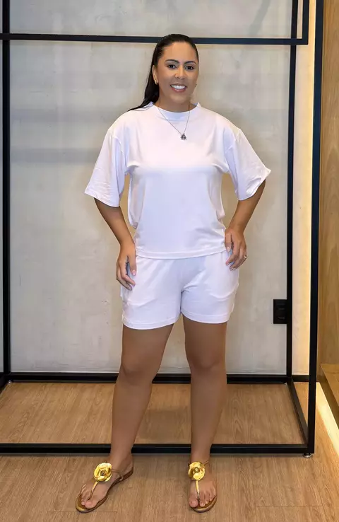 Conjunto Short Modelagem Oversize - Rosa Pureza - comprar online