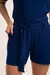 Conjunto Short com Cinto e Blusa Gola Canoa em Canelado Boreal. - Azul - loja online
