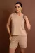 Imagem do Conjunto Short e Blusa Regata com Botões de Pressão - Bege