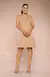 Vestido Malha Premium | Saia com Pregas Laterais e Modelagem Elegante - Bege Bosque - comprar online