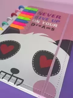 Caderno Inteligente panda 8 disco com post it - Cores Sortidos