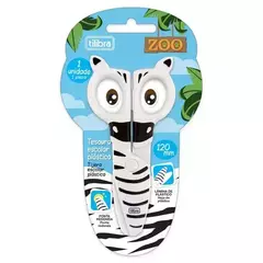 Tesoura Escolar Plástica 12 cm Zoo Zebra - Tilibra