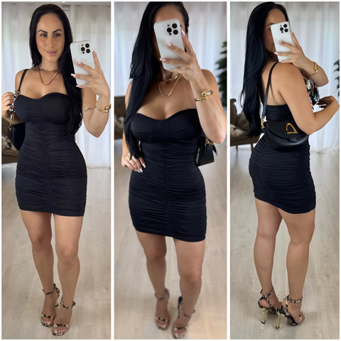 Vestido Drapeado Preto