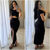 Vestido Canelado Preto