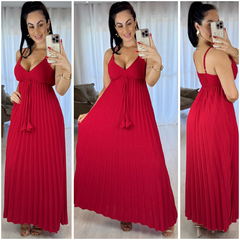 Vestido Plissado Vermelho - comprar online