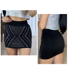 Saia Strass Brilho - Preto - comprar online