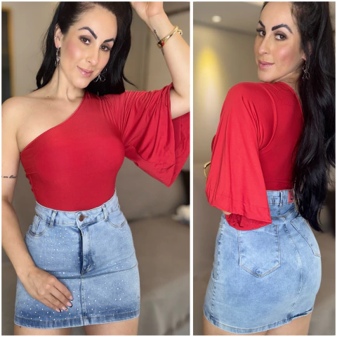 Saia Jeans Com Strass