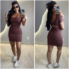 Vestido canelado Marrom - comprar online