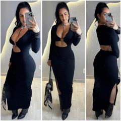 Vestido Canelado Preto - comprar online