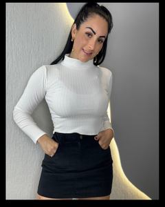 Cropped Canelado Branco - comprar online