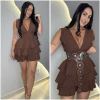 Vestido De Babado Marrom BOHO - comprar online