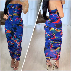 Vestido Drapeado Azul - comprar online