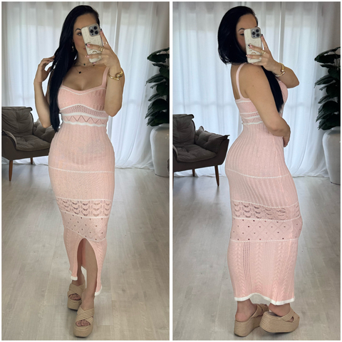 Vestido longo mod - Rosa