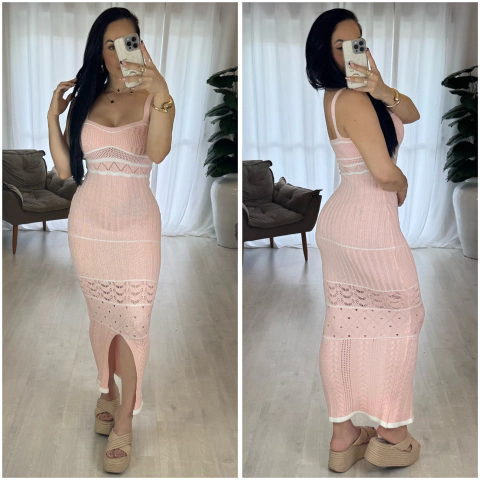 Vestido longo mod - Rosa