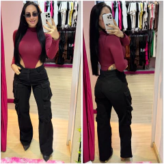 Calça Wide leg cargo