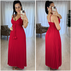 Vestido Plissado Vermelho