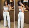 Conjunto Mya cropped calça - Branco
