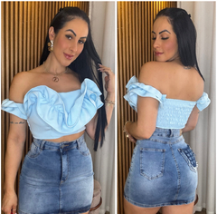Cropped Babado - Azul Claro