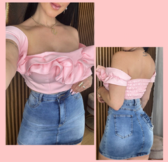 Cropped Babado - Rosa