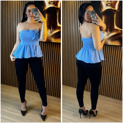 Blusa Flor Mayte azul