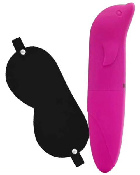 Duplinha Prazer e Provocação com Venda e Vibrador Golfinho Aveludado - comprar online