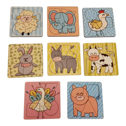 ENCASTRE GEOMETRICO TRAMAS 8 MINI PUZZLES DE ENCASTRE ANIMALITOS - comprar online