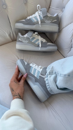 Adidas Fórum Low (velcro) - Cinza/Azul na internet