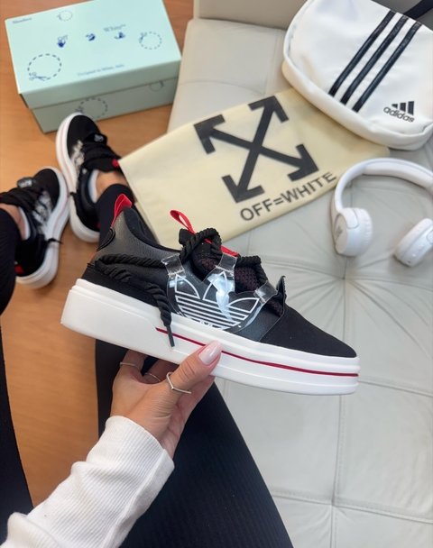 Adidas Off White - Preto/Vermelho