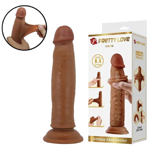 Dildo Realístico com Dupla Camada Marrom – 21,4 x 4,4 cm