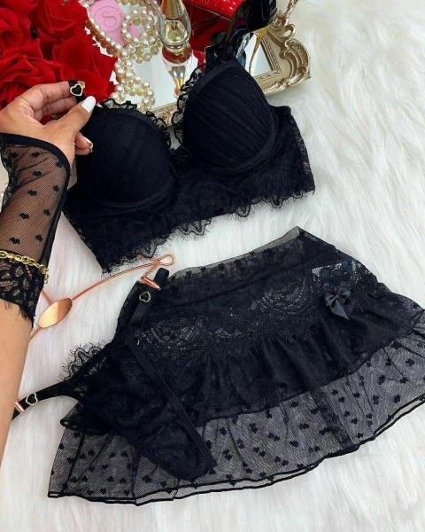 Lingerie Romance Preta Coleção Versos de Amor