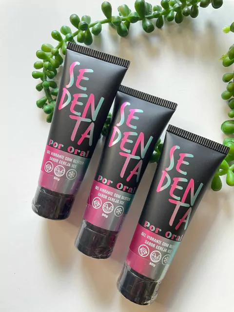 Sedenta por Oral Cereja Ice Pepper Blend Gel Beijável com Glitter, Vibração de Jambu + Toque Refrescante