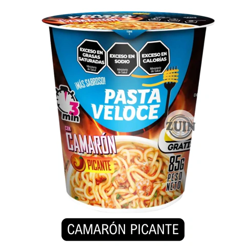 Vaso Pasta Camarón Picante (display 12 vasos) Veloce
