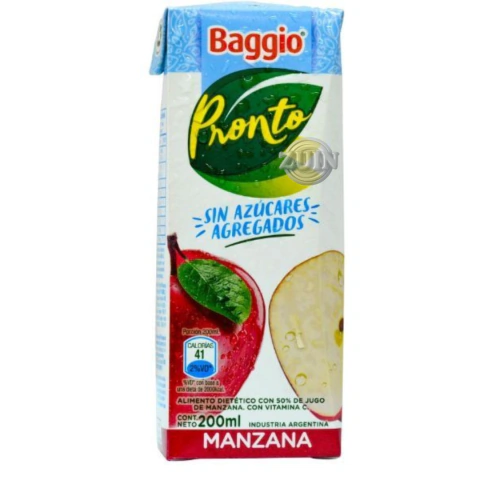 Baggio Pronto 200 cc Manzana Sin Azúcar (caja 18u)