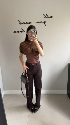 Calça Wide Leg - Marrom