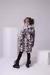 Casaco Infantil Peluciado Branco e preto Mesclado Com Capuz - Doremifa Moda Kids