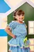 Conjunto Junino Infantil Meninas Azul Xadrez - Doremifa Moda Kids