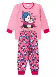 Pijama Longo Infantil Menina Rosa Blusa e Calça Pinguim Sonhador na internet