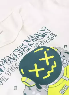 Imagem do Pijama Longo Infantil Menino Off White Blusa e Calça Astronauta