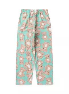 Pijama Longo Infantil Menina Verde Água Blusa e Calça Ursinha - loja online
