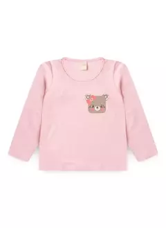 Pijama Longo Infantil Menina Rosa Blusa e Calça Ursinha - Brazil Kids