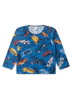 Pijama Longo Infantil Menino Azul Blusa e Calça Super Carros - Brazil Kids