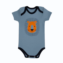 Kit Bebê 2 Peças Suedine Body Manga Curta e Bermuda Leão Azul - comprar online