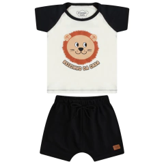Conjunto Bebê Blusa/Short Meia Malha Rei Leão