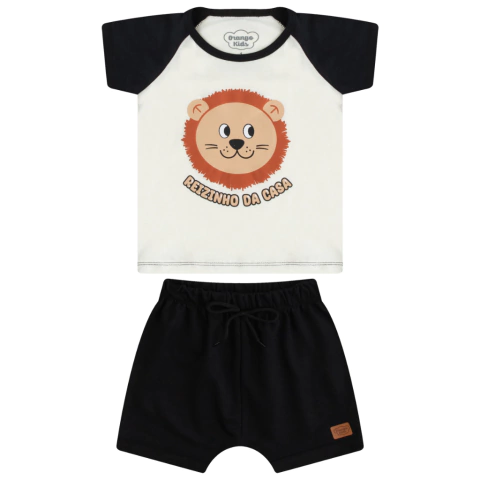 Conjunto Bebê Blusa/Short Meia Malha Rei Leão