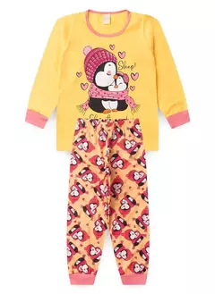 Pijama Longo Infantil Menina Amarelo Blusa e Calça Pinguim Sonhador na internet