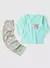 Pijama Longo Infantil Menina Verde Água Blusa e Calça Ursinha - comprar online