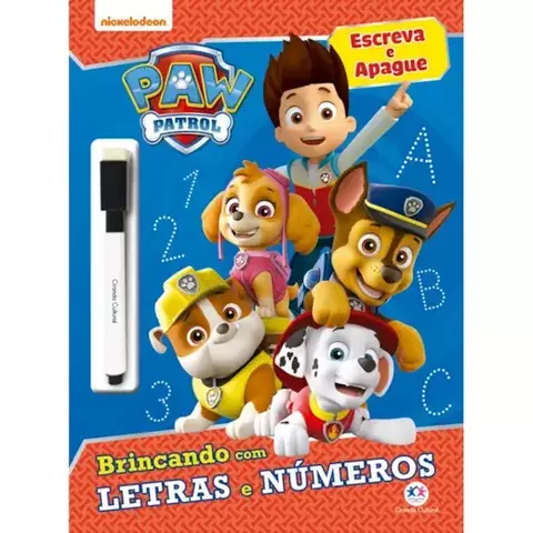 Livro Patrulha Canina - Brincando com as letras e números Escreva e apague 9788538095125 CC