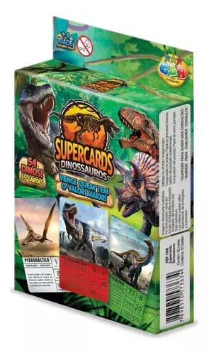 JOGO DE CARTAS SUPERCARDS DINOSSAUROS 55CTS UNIDADE 1056 - GGB PLAST